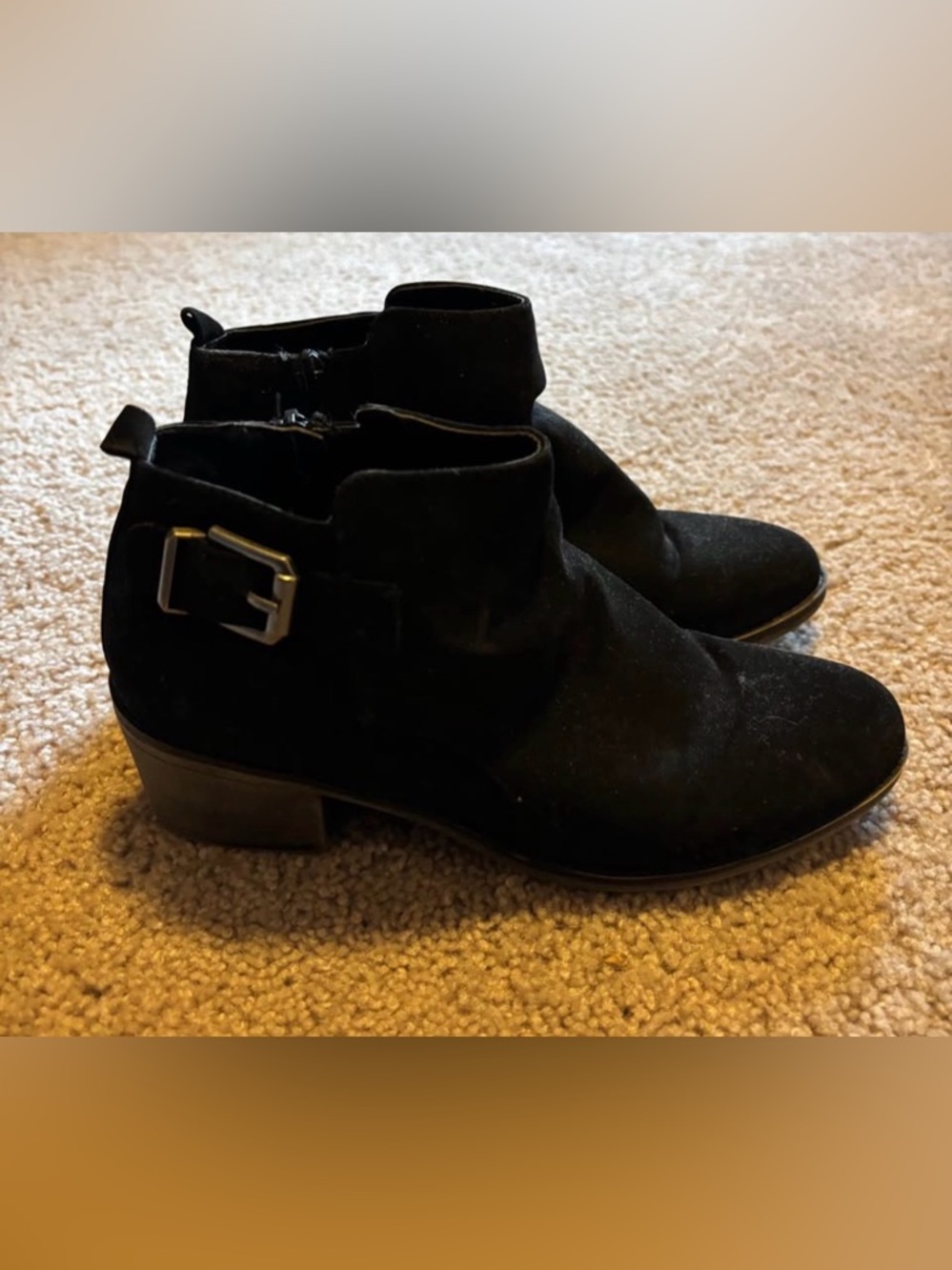 White Mountain Black Suede Ankle Booties with Buckle
